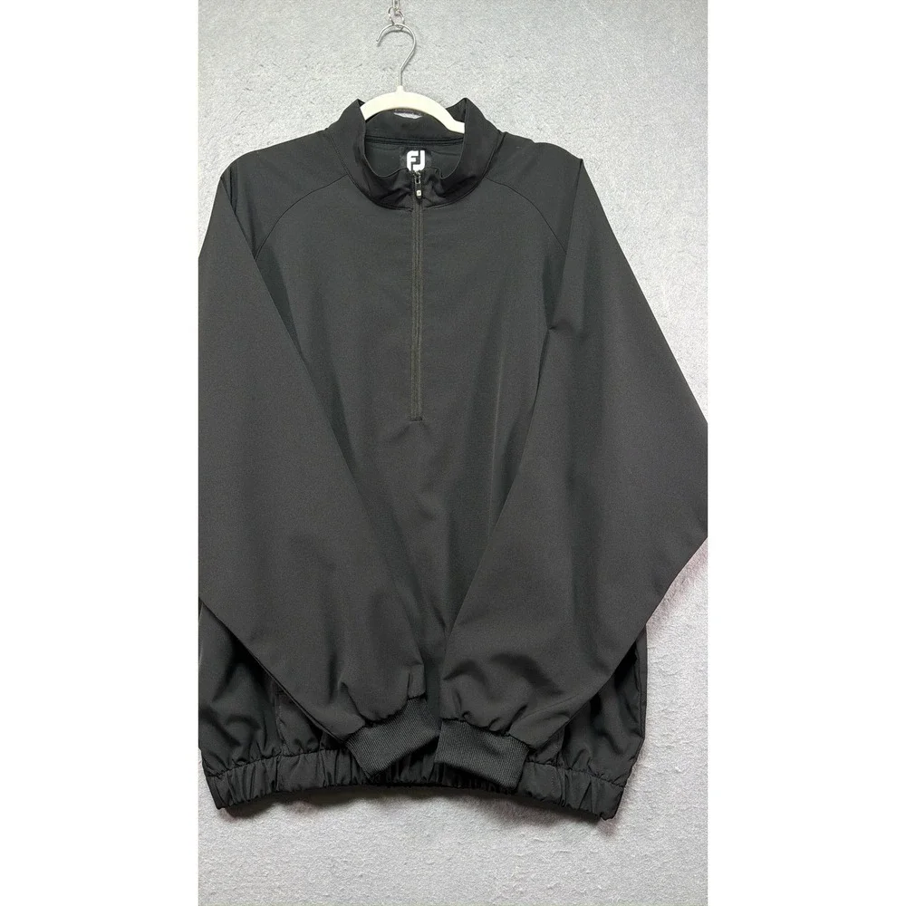 FootJoy Mens Large Black Quarter Zip Golf Pullover Windbreaker Jacket Mock Neck